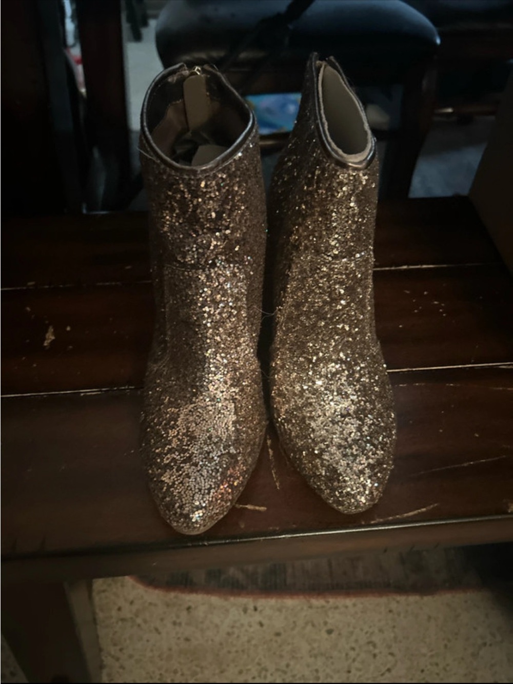 G by Guess Glitter Ankle Boots for Women - Gold size 8 1/2